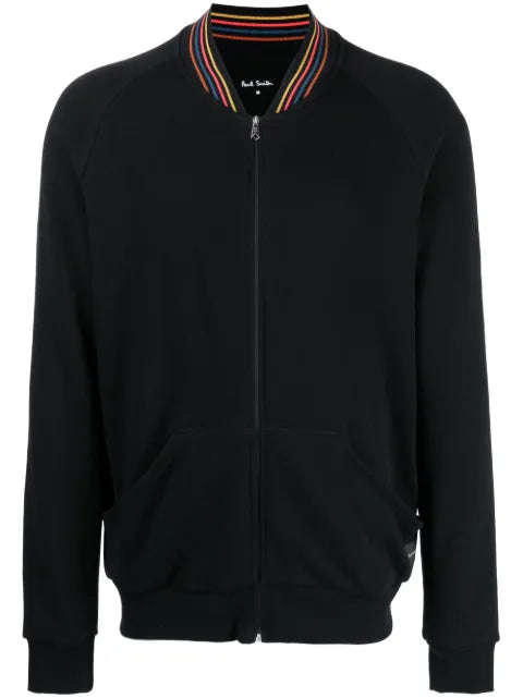Paul Smith striped-collar logo-patch jacket