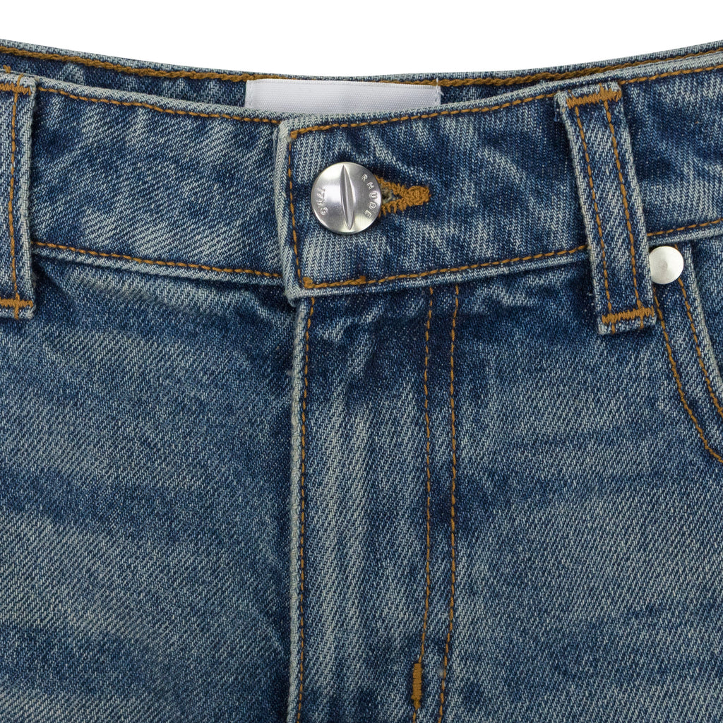 INDIGO LOW-WAIST DENIM SHORTS