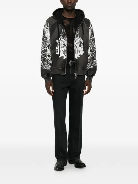 THUG CLUB graphic-print zip-up hoodie