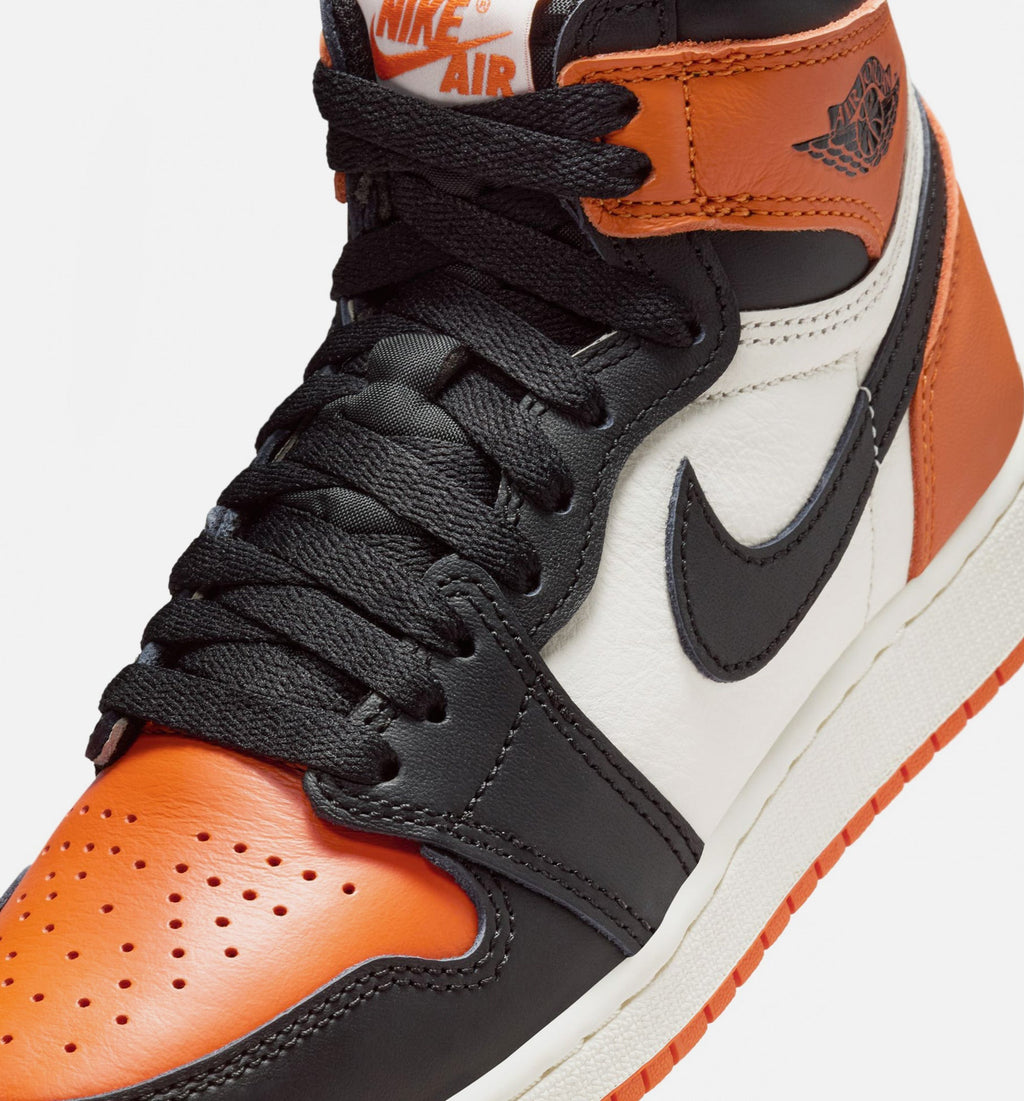 Air Jordan 1 Retro High OG Shattered Backboard Grade School Lifestyle Shoes - Black/Sail/Starfish
