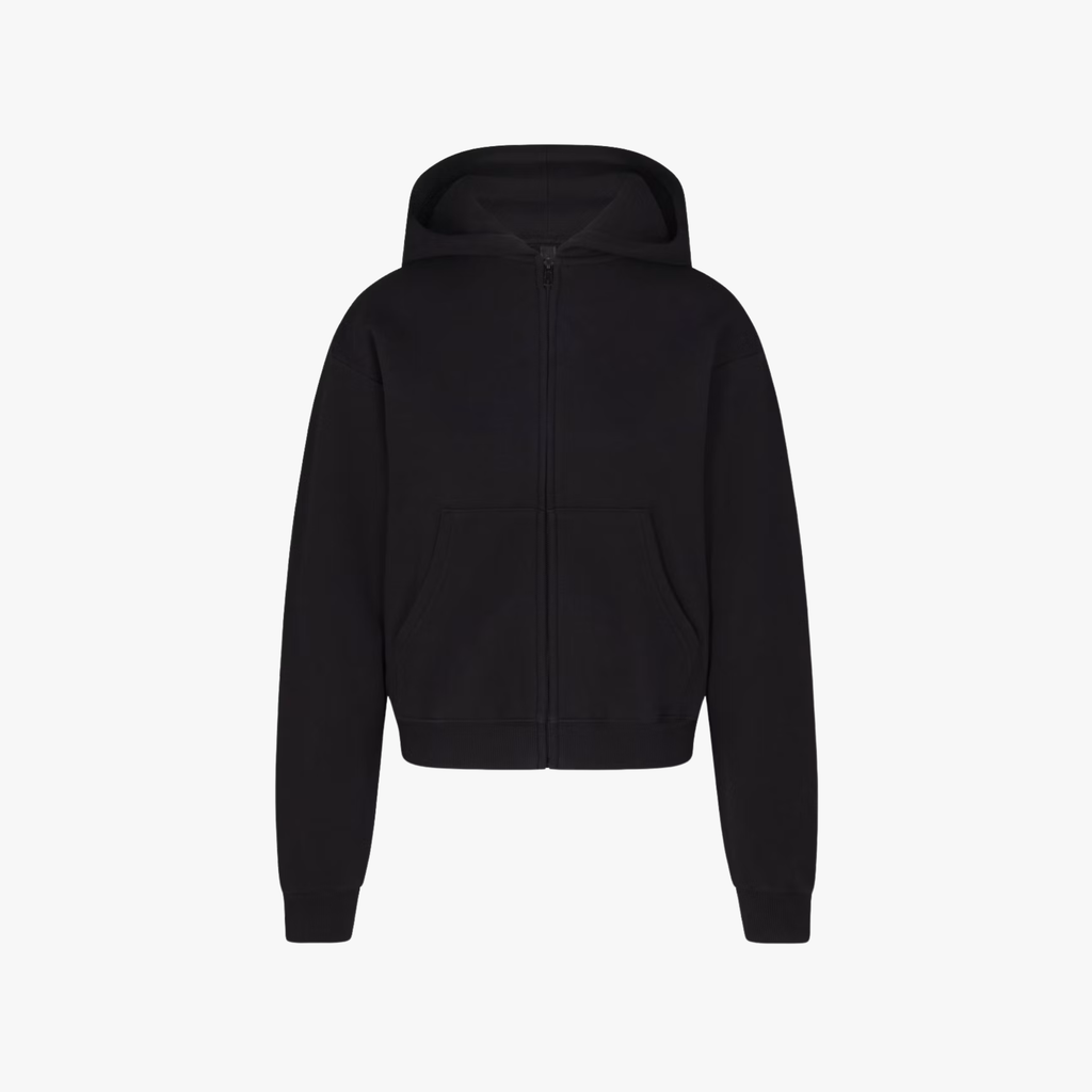 SKIMS Cotton Fleece ZIp Up Black