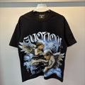 MIXED EMOTION Black Cherub Abstract Graphic T-Shirt