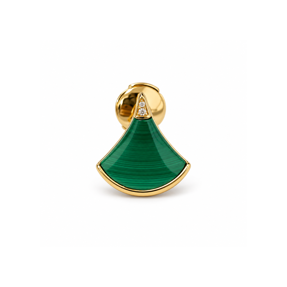 BVLGARI Fan-Shaped Malachite Stud Earrings