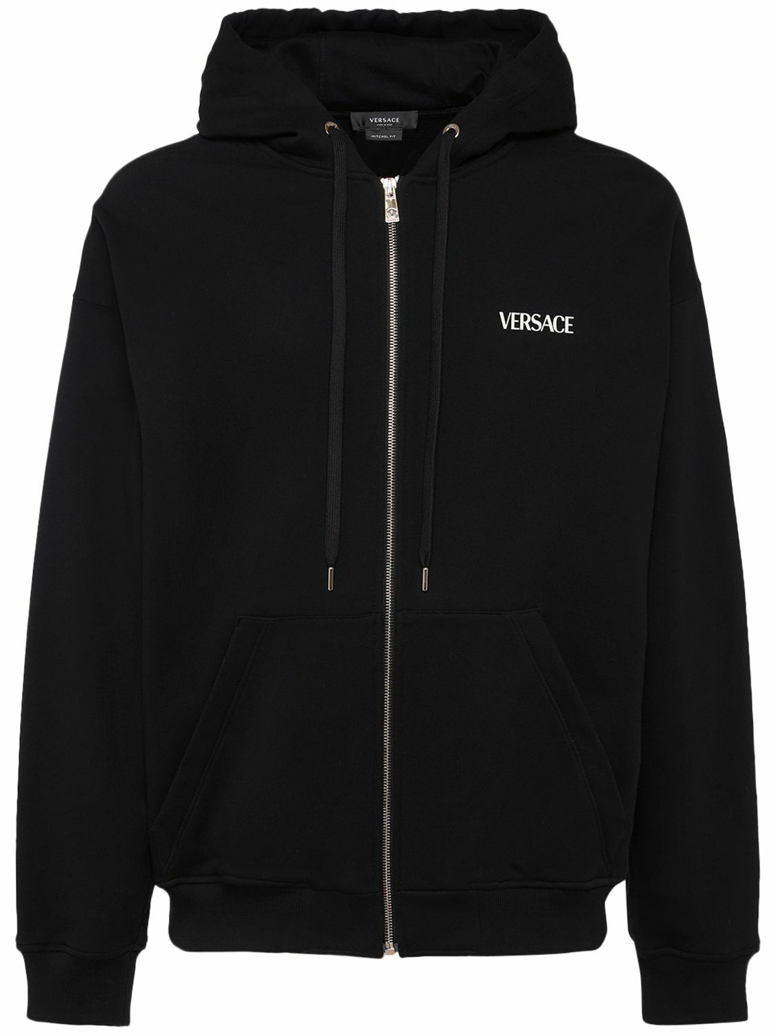 Versace Logo Zip Hoodie - Grey