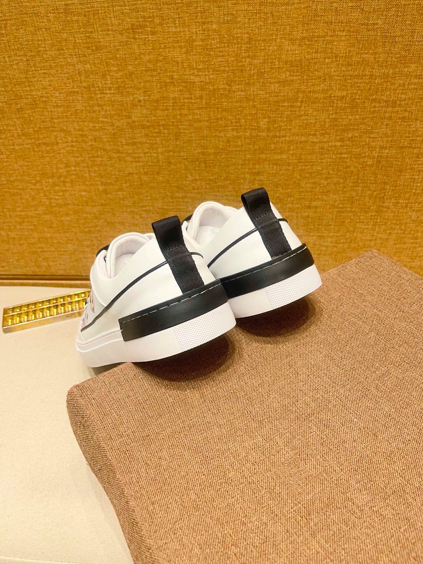 White Graphic Low-Top Sneakers
